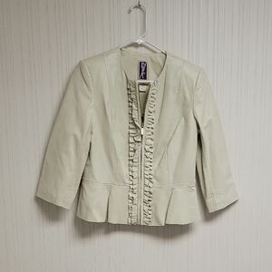 Zelda Elegant Winter White Women's Lamb Leather 3/4 Sleeve Jacket Sz 8